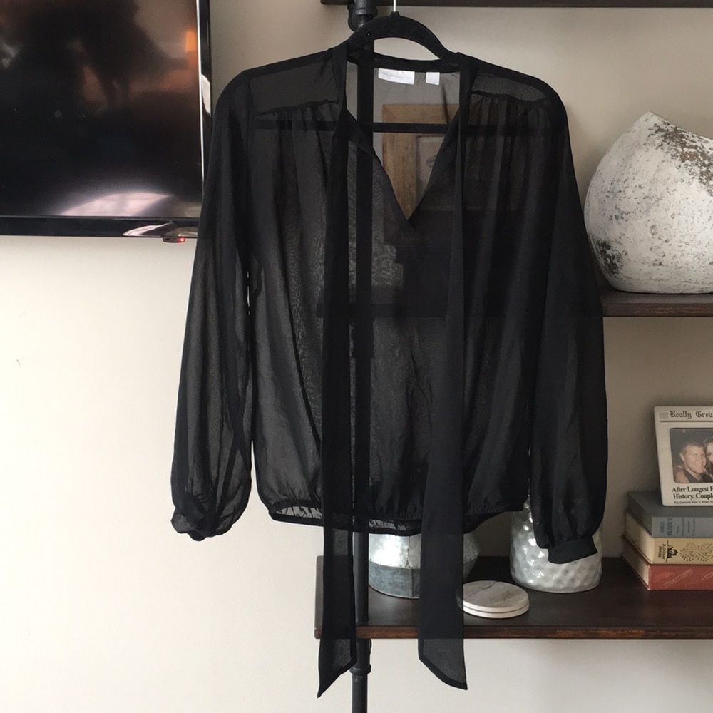 NEW YORK & CO sheer black blouse